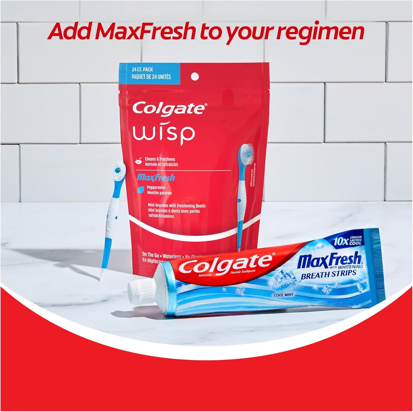 Colgate Wisp Disposable Mini Toothbrush Peppermint 24 Count